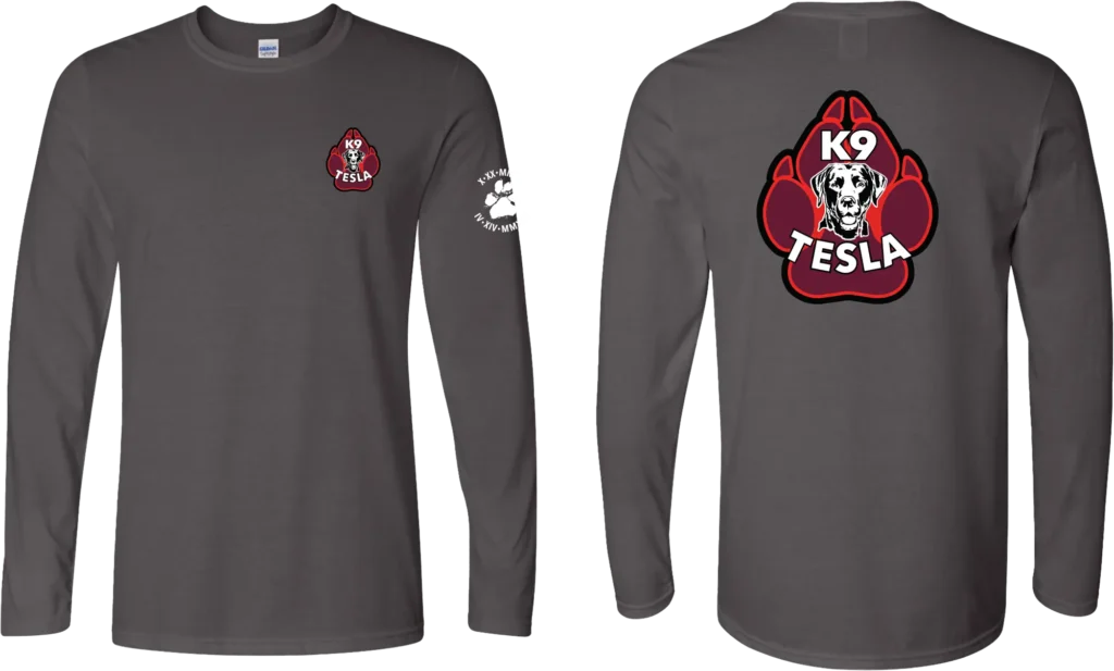 Charcoal grey Tesla K9 long sleeve shirt