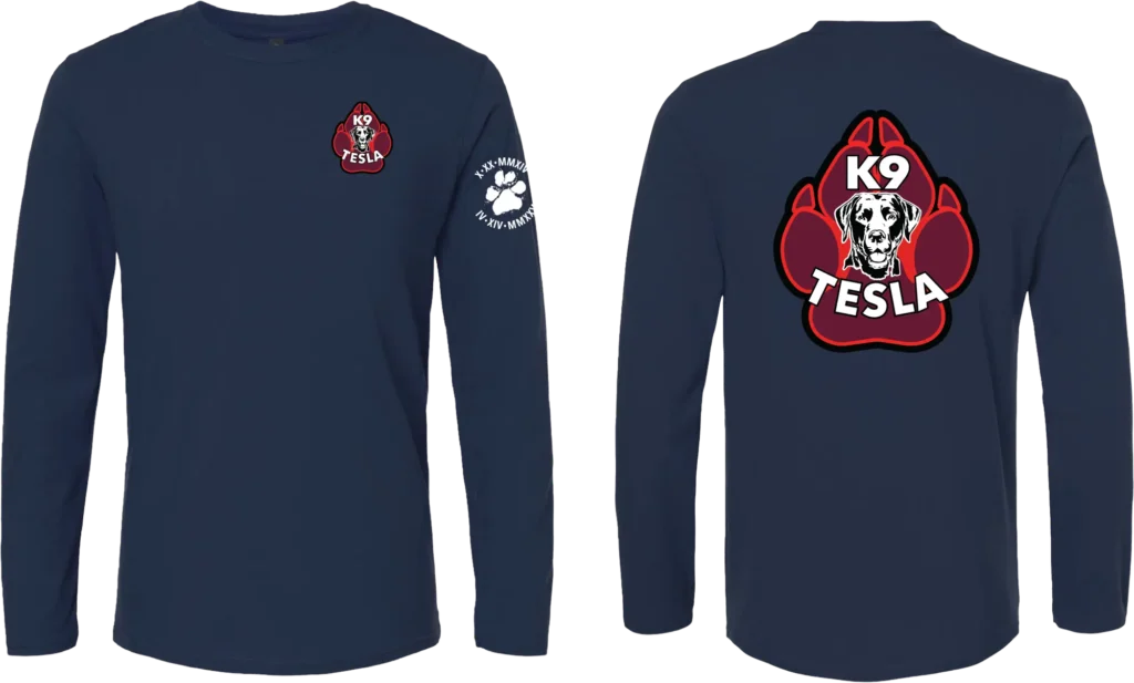 Fire department navy Tesla K9 long sleeve shirt
