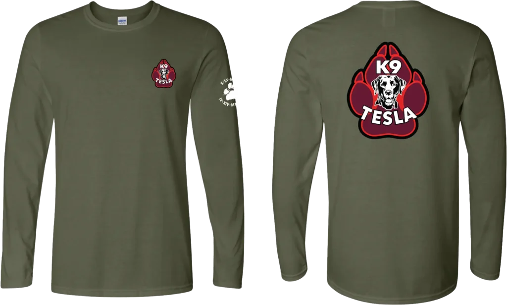 Tesla K9 Service green ls shirt