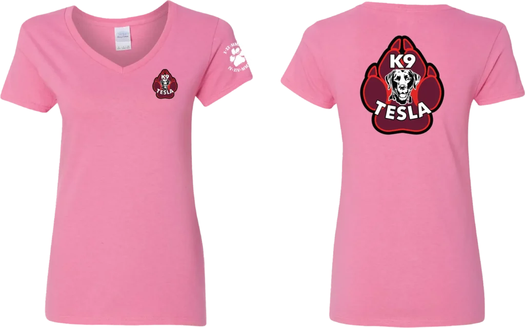 Womens pink Tesla K9 tshirt